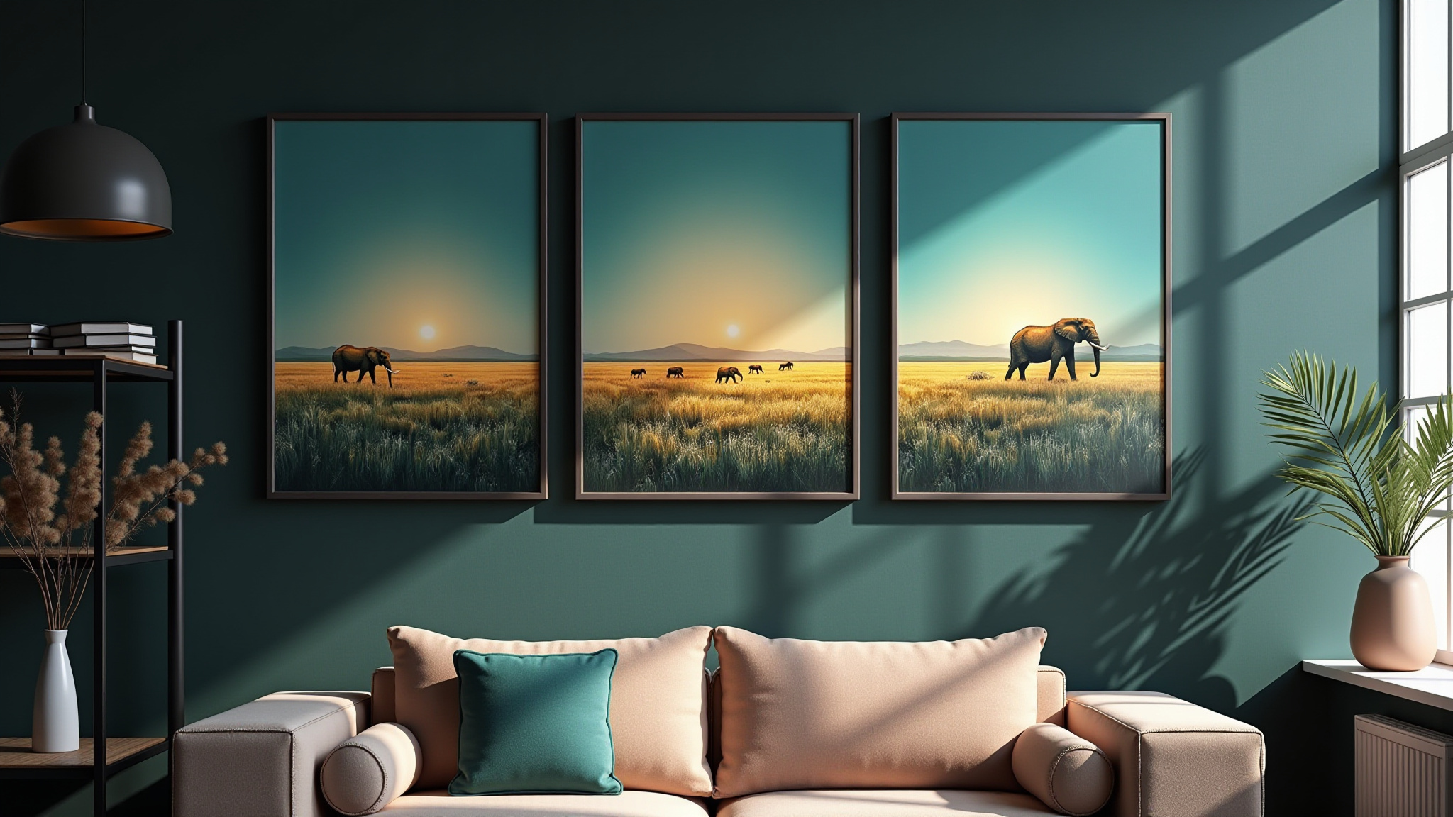 Afrocentric canvas art displayed in a living room